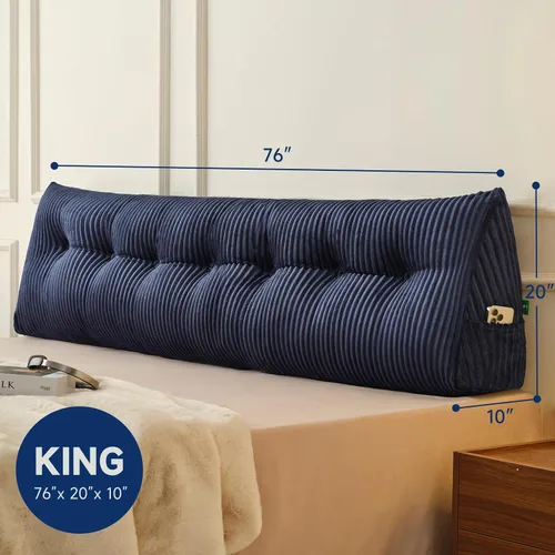 Miniatura 3 de Z-hom Almohada de cabecera tamaño King, almohada de lectura de cuña triangular para cama o sofá, cojín ergonómico para respaldo para sentarse, leer