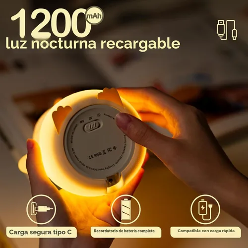 Miniatura 6 de ATSUI Luz Nocturna de Pingüino, Lámpara Nocturna de Animal Novelosa y Esponjosa LED, Silicona de Grado Alimentario, Atenuable en 2 Niveles, Luz