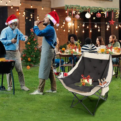 Miniatura 9 de Nice C Silla de campamento acolchada XL para exteriores, sillas deportivas portátiles plegables gruesas de gran tamaño, resistente, con bolsa