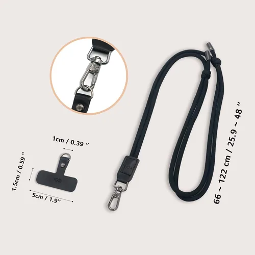 Miniatura 8 de EKAX Cordón para teléfono, 1 correa cruzada personalizable para el cuello, 1 pestaña de piel sintética extraíble, soporte manos libres para Rosa