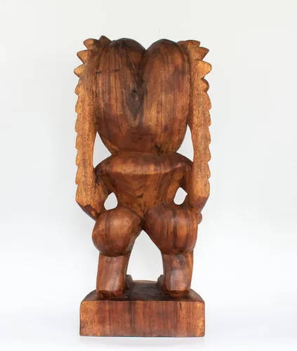 Miniatura 6 de G6 Collection Escultura de estatua tribal primitiva de madera extra grande de 24 pulgadas, hecha a mano, tótem de barra tiki, hecho a mano, regalo