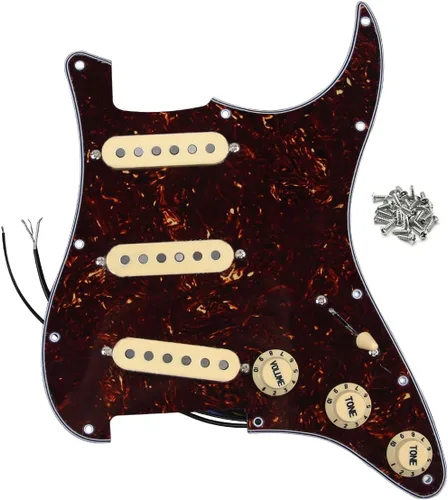 Miniatura 6 de FLEOR Golpeador precableado con pastillas Alnico 5, 3 bobinas simples, para guitarra eléctrica cargada - Negro