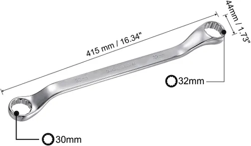 Miniatura 15 de uxcell Llave métrica de extremo de caja doble de 0.512 in x 0.630 in con desplazamiento de 12 puntos, cromada, acero Cr-V