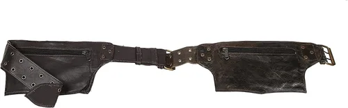 Miniatura 3 de Cangurera de cuero vintage para hombre y niño, bolsa de cuero para hombre, cinturón de mensajero, regalo para hombres y mujeres (negro)