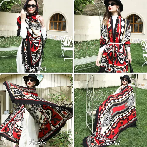 Miniatura 50 de DANA XU Manta de pashmina extragrande 100% de lana merina, bufanda de viaje, bufanda de cachemira para mujer, otoño e invierno, chal de gran