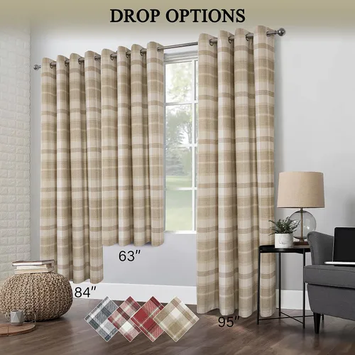 Miniatura 8 de always4u - Cortinas térmicas aisladas con diseño de cuadros, de 63 pulgadas de largo, de doble capa, cortinas térmicas para sala de estar