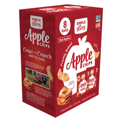 Miniatura 10 de Gourmet Nut Simple Slices Chips de manzana verdes horneadas, manzanas cultivadas en Estados Unidos, sin azúcar añadida, manzanas verdes, bolsa