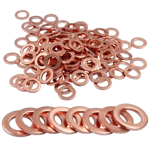 Arandela plana de cobre M6, 120 piezas, kit de juntas de cobre, anillo de arandela de sellado métrico, diámetro interior de 0.236 in, diámetro