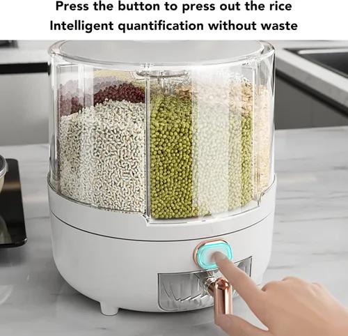 Miniatura 4 de Dispensador de cereales de gran capacidad, 6 compartimentos, fácil de usar, tapa extraíble, caja de almacenamiento de cereales para frijoles