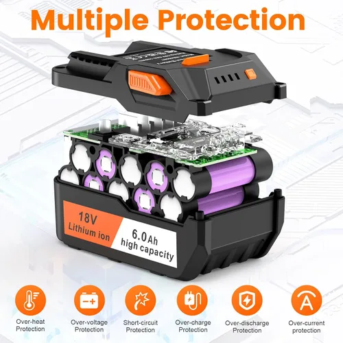 Miniatura 6 de ARyee Batería de repuesto de 18 V 6000 mAh compatible con taladro RIDGID de 18 V R840087 R840083 R840086 R840085 R840084 Batería de iones de litio