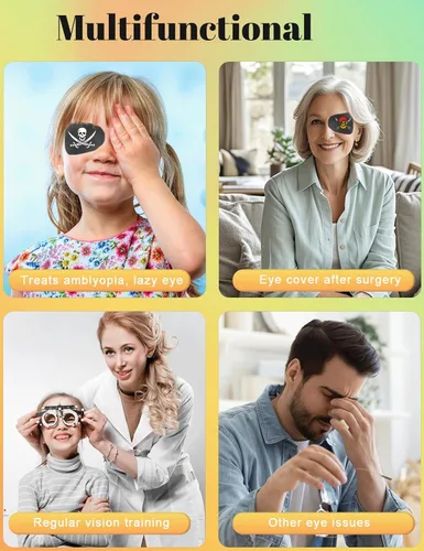Miniatura 7 de Paquete de 20 parches para ojos de pirata para niños y adultos, sin látex, transpirables, para disfraces de Halloween y apoya la terapia