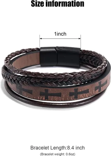 Miniatura 2 de Hamoery Men Leather Bracelet Punk Braided Rope Alloy Bracelet Bangle Wristband