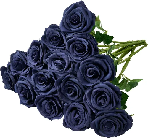 Miniatura 14 de Carlita's Blooms 15 piezas Rosas Falsas Flores Artificiales de Seda Flor Rosa Falsa Tallos Largos Ramo para Arreglo Centro de Mesa de Boda Fiesta