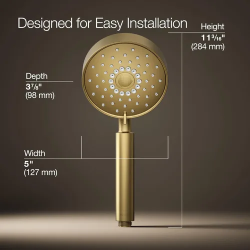 Miniatura 3 de KOHLER 22166-2MB Purist - Ducha de mano con cuatro funciones, cabezal de ducha de mano con 3 ajustes de pulverización, 2.5 GPM, latón moderno Latón
