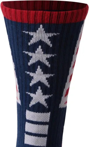 Miniatura 7 de Calcetines de bandera estadounidense Gmark para mujer calcetines de pollo divertidos y locos a rayas tiburón hasta la rodilla y media pantorrilla