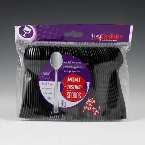 Miniatura 3 de Maryland Mini cucharas Black Tiny Tasters – 3.75 pulgadas (paquete de 50) – Cucharas de plástico de alta calidad sin BPA – perfectas para fiestas