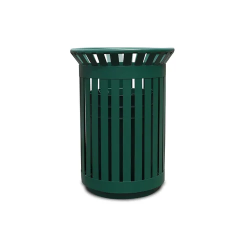 Outdoor Metal Slatted Trash Receptacle,Waste Receptacle，Commercial Trash Cans,Zone Round Garbage Bin,Square Hotel Street Patio Indoor Metal Stan