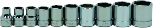 Williams WSB-10HRC - Juego de llaves de vaso de 6 puntos de 10 piezas, 3/8 pulgadas