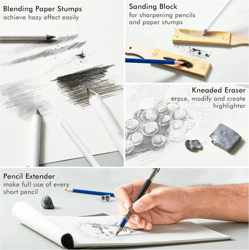 Miniatura 3 de Shuttle Art Kit de dibujo y bloc de bocetos, juego de 116 paquetes completo de dibujo + 260 hojas de bloc de dibujo