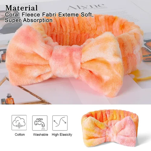 Miniatura 3 de LADES Diadema suave para el cuidado de la piel, tela ajustable, cómoda y elástica, bonitos patrones para maquillaje, facial, antideslizante, diadema