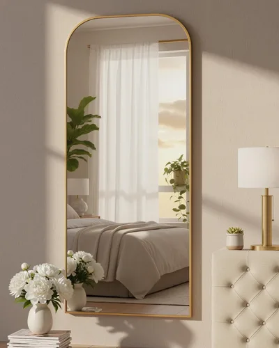 Miniatura 2 de Antok Espejo de longitud completa, 71 x 28 pulgadas, espejo de suelo independiente, espejos grandes de pie en forma de arco, espejo de cuerpo