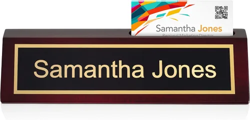 Miniatura 9 de Placa de nombre de escritorio de madera personalizada Providence Engraving para oficina con cuña de escritorio con acabado piano grabado láser