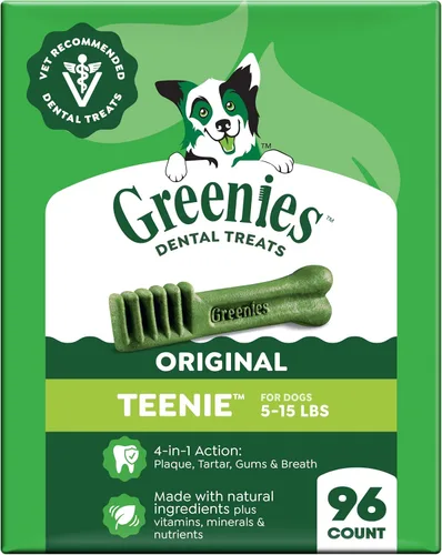 Miniatura 14 de Greenies - Golosinas naturales para la salud dental de perros chiquititos, sabor original, paquete de 36 onzas (130 unidades)