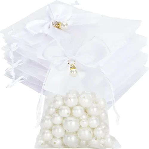 Miniatura 12 de joycraft Bolsas de organza de 4 x 6 pulgadas con lazo, 30 bolsas negras para recuerdos de fiesta, bolsas de joyería con cordón, bolsas de malla
