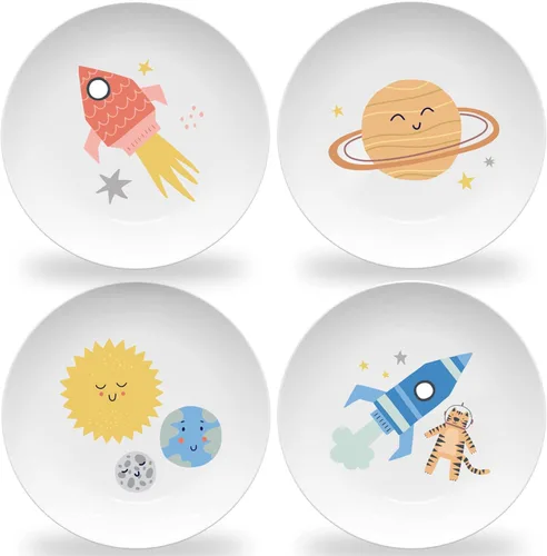 Miniatura 9 de Tiny Expressions - Platos de Acción de Gracias para niños - Juego de 4 platos de melamina de Acción de Gracias con bonitos diseños de pavo