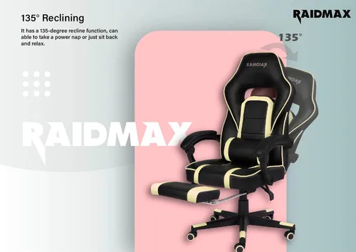 Miniatura 6 de Raidmax Advanced DK701 Series - Sillas para juegos de computadora, silla de juegos de tamaño XL con reposabrazos acolchado y reposapiés plegable