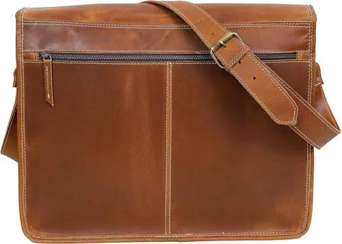 Miniatura 6 de VC VINTAGE COUTURE 18 pulgadas cuero completo solapa mensajero hecho a mano bolsa portátil bolsa bolsa bolsa de mensajero acolchado marrón, Marrón
