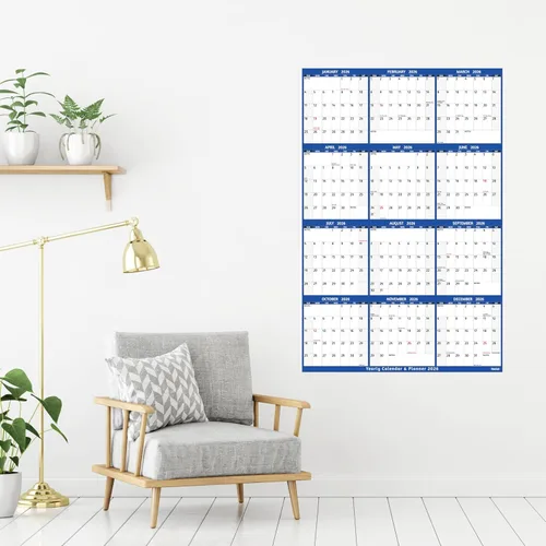 Miniatura 2 de Calendario de borrado en seco 2026, calendario anual grande de pared 2026, 38.2 x 25.2 pulgadas, calendario reversible de 2 lados 2026