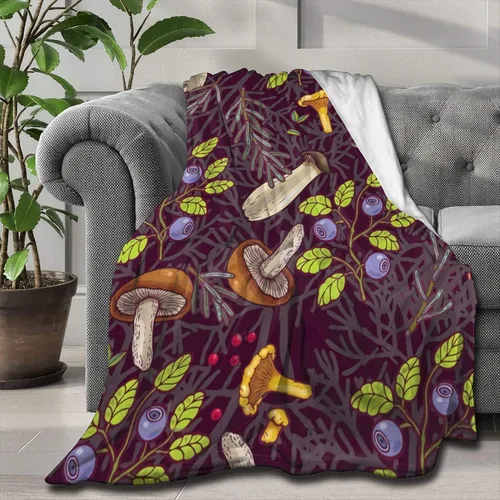 Miniatura 14 de Manta de regalo personalizada de hongos del bosque salvaje oscuro, manta de franela suave y ligera, adecuada para uso en cama, sala de estar