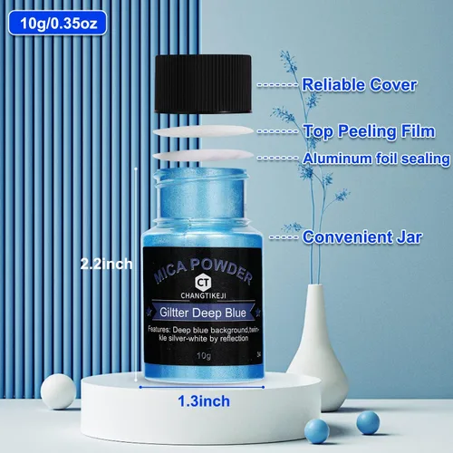 Miniatura 2 de CHANGTIKEJI Polvo de Mica ，100 Colores - 10g/Botella de Pigmento Natural para Resina Epóxica，Brillo de Labios，Sombra de Ojos,Ambientadores