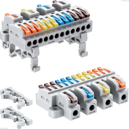 Miniatura 7 de 6 piezas de bloques de terminales de riel DIN, conectores de alambre de empalme DIY para circuito en línea 28-12AWG (2 en 8 salida)