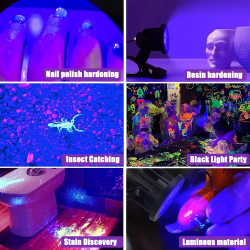 Miniatura 6 de Lámpara de luz ultravioleta de luz negra de 13 W y 6 pies, lámpara con clip IP65, luces de resina UV, para tapiz fluorescente, póster, pintura