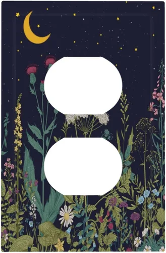 Miniatura 78 de Cubierta de Interruptor de Luz de 1 Gang con Flores Silvestres Bohemias, Hierbas, Floral, Decorativa, Planta Botánica, Naturaleza, Acuarela, Placa