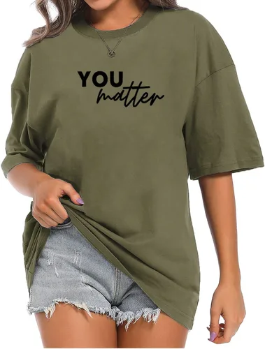 Bobeutou Camiseta con texto en inglés You Matter to The Person Behind Me, You are Amazing Beautiful and Enough Linda camiseta divertida para mujer