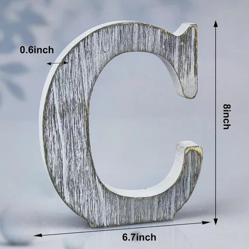 Miniatura 2 de Letras de madera rústica sin terminar de 8 pulgadas para decoración de pared, letras decorativas de pie en rodajas, decoración de tablero
