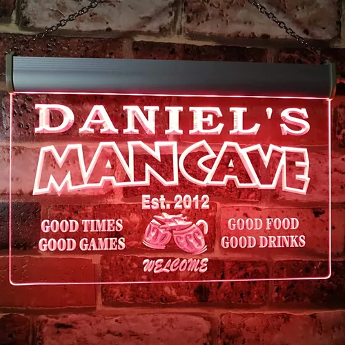 Miniatura 10 de ADVPRO - Cartel de neón para nombre y fecha personalizados, bar para hombres «Daniel´s», st4-x0012-tm Rojo