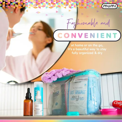Miniatura 7 de MUMI Juego de 3 neceseres de viaje – Bolsas de aseo resistentes al agua para mujeres y hombres – Bolsas transparentes para artículos de tocador