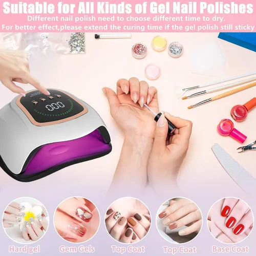 Miniatura 6 de Lámpara de uñas LED UV, 300 W, luz profesional de secado de uñas UV para uñas de gel con 72 cuentas, lámpara de esmalte de gel de secado rápido