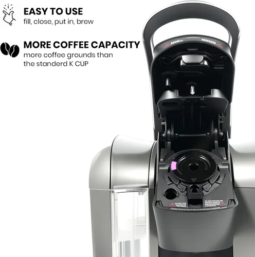 Miniatura 6 de K-Cup reutilizable para Keurig, filtros de café en cápsulas K-Cup recargables sin BPA negros, filtros recargables de ajuste universal para cafetera