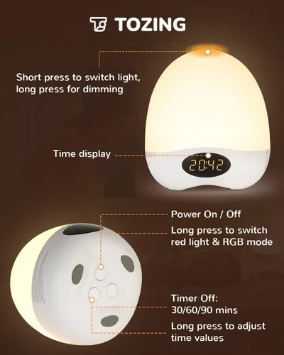 Miniatura 5 de Luz de Noche Portátil para Niños y Bebés, Luz de Huevo para Guardería para Lactancia, Luz de Noche Ajustable para Bebé con Temporizador y RGB
