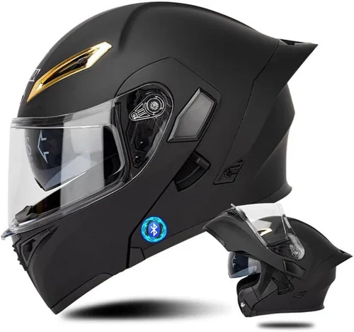 Miniatura 13 de Casco de motocicleta Bluetooth modular, casco moto plegable con visera interior, visera solar, doble lente de seguridad, casco aprobado por DOT