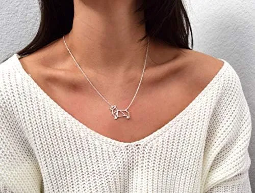 Miniatura 5 de Altitude Boutique Corgi, collar con colgante de perro, joyería geométrica origami (plata, oro)