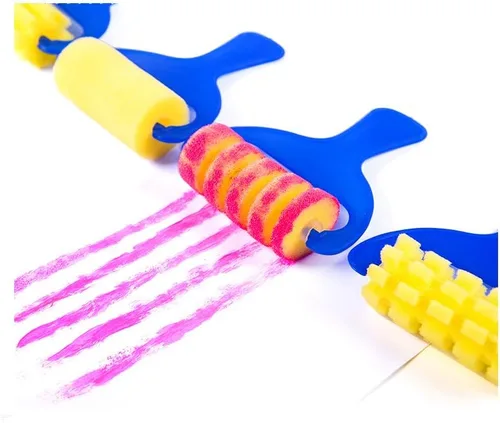 Miniatura 3 de Herramientas de dibujo de pintura de arte y manualidades para niños, juego de brochas de esponja de flores, kits divertidos de aprendizaje temprano
