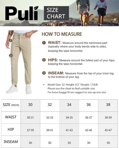 Miniatura 7 de PULI Pantalones deportivos de golf elásticos para hombre con 4 bolsillos, impermeables, ajustados, para senderismo, casual, viajes, trabajo