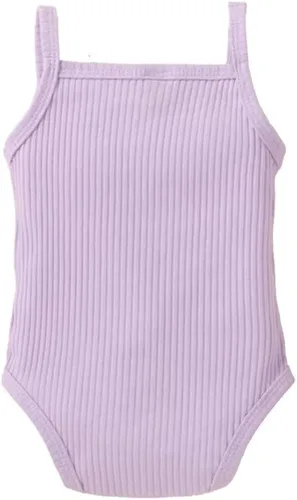 Miniatura 2 de Conjunto de 3 piezas de algodón de punto acanalado con volantes, camisola de verano con diadema, color liso