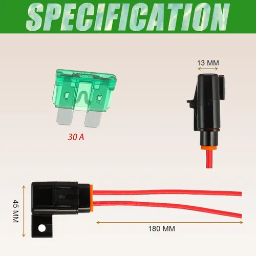 Miniatura 4 de Portafusibles en línea impermeable calibre 12 AWG, arnés de cableado ATC/ATO 30 AMP, portafusibles de hoja para vehículo, marina, sistema